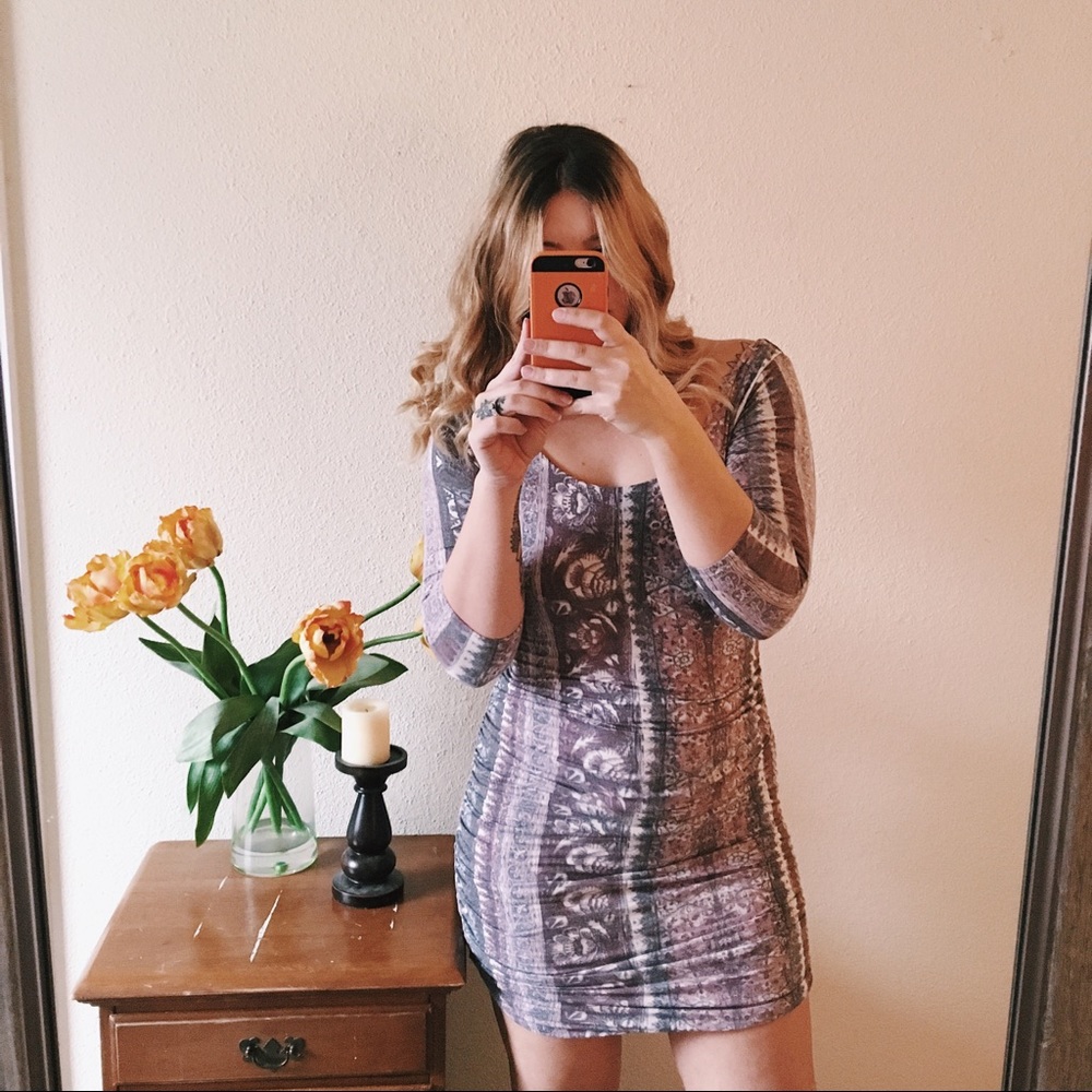 Free People Ruched Dress in Eggplant | M